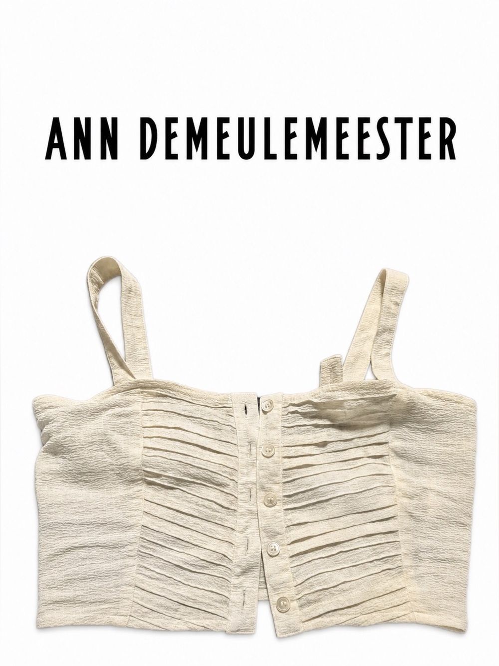 Ann Demeulemeester Pleated Button Front Bustier Corset Top Size 38 Linen Blend
